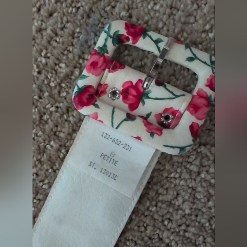 Moda Int'l Vintage Sleeveless Rose Patterned Belted A Line Dress - Picture 7 of 9